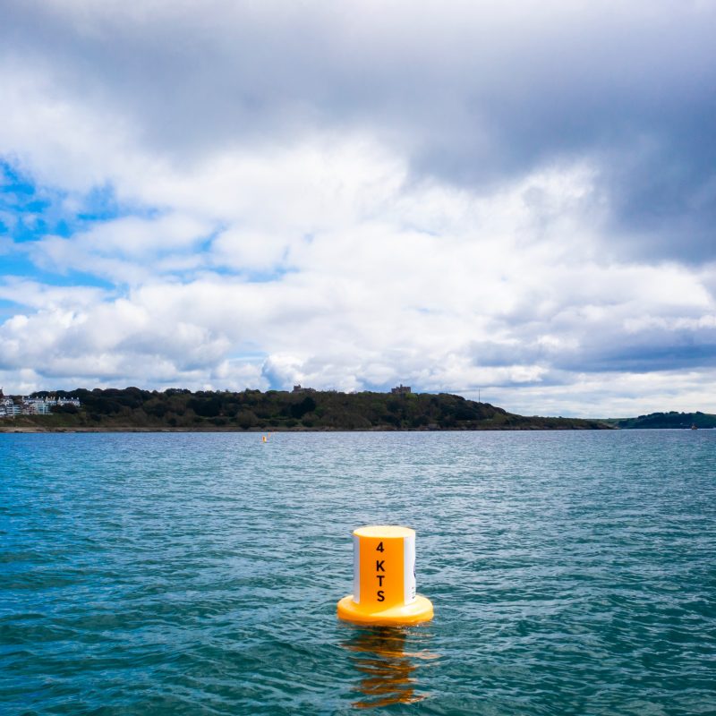 A Blue Meadows Protection Marker Buoy.